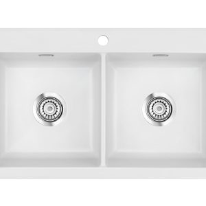 Systemceram Mera Twin Satin, Zlewozmywak ceramiczny, korek manualny,