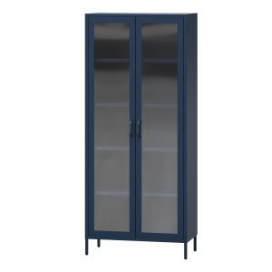 Witryna szklana do salonu granatowa Modern ANGELO 800 x 1850 x 450 mm