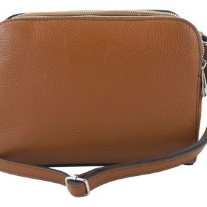 Torebka skórzana crossbody zamszowa - Brązowa jasna