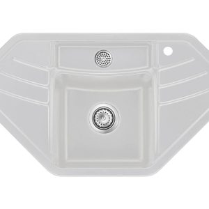 Systemceram Vega ECK Alu, Zlewozmywak ceramiczny narożny, korek manualny,