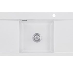 Systemceram Mera Middle Satin, zlew ceramiczny, korek manualny