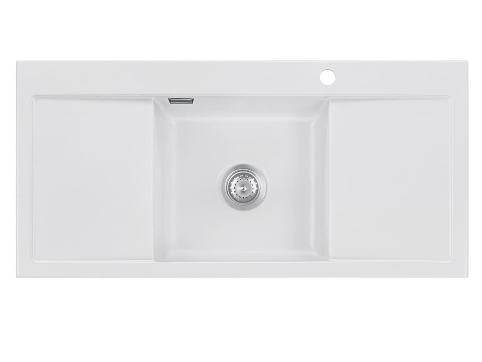 Systemceram Mera Middle Satin, zlew ceramiczny, korek manualny