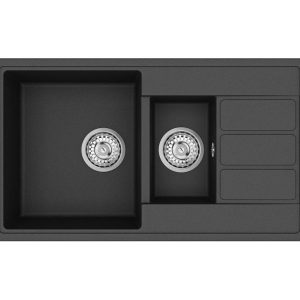 Zlewozmywak granitowy Helika ECO-4-B601W Czarny Metalik