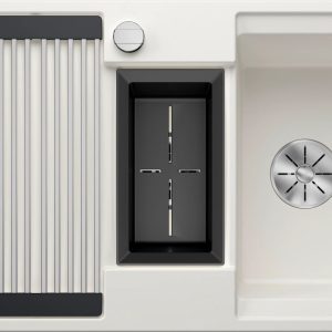 BLANCO ADIRA 6 S Silgranit biały odwracalny, korek auto., InFino, mata stalowa składana