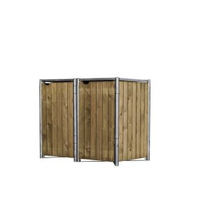 Hide Drewniana skrzynia na śmieci na 2 kosze na śmieci 240 litrów Natura 81x140x115cm