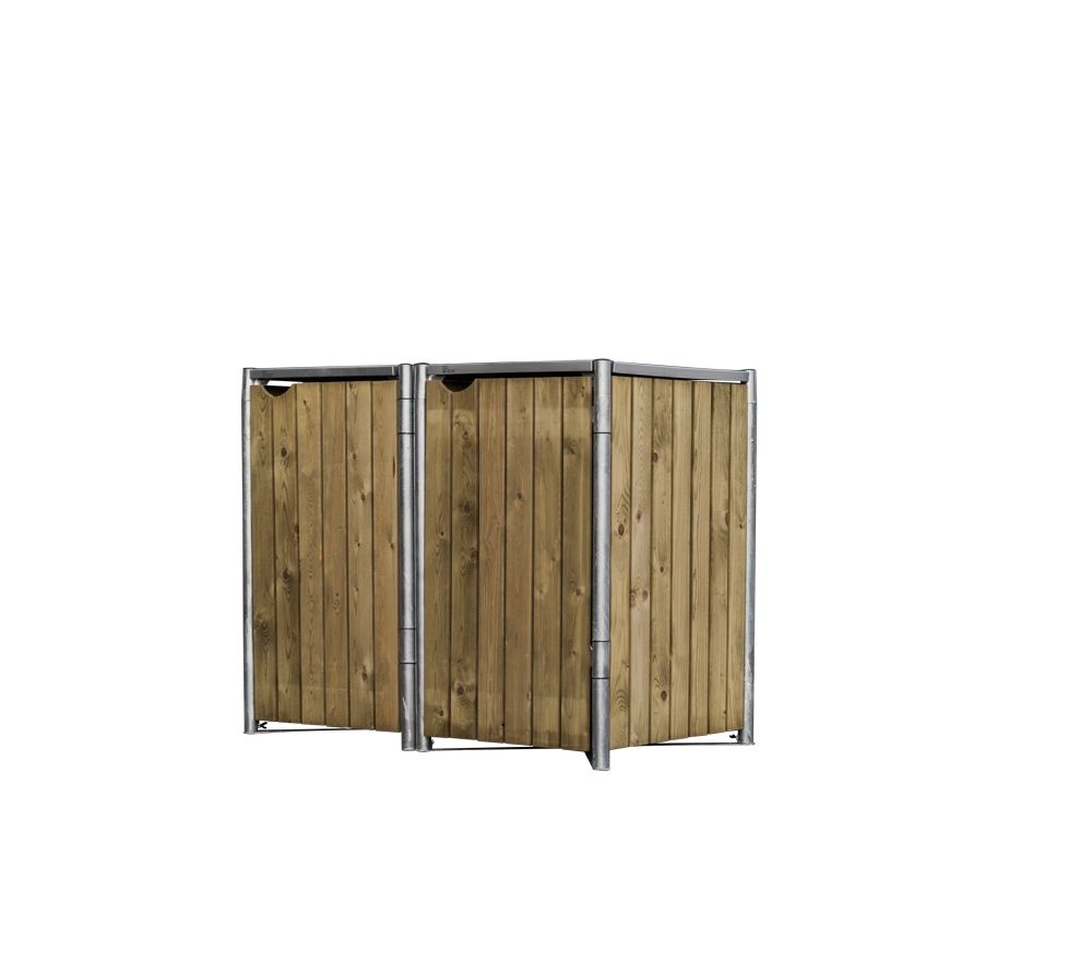 Hide Drewniana skrzynia na śmieci na 2 kosze na śmieci 240 litrów Natura 81x140x115cm
