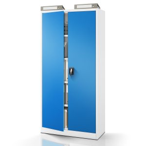 Biurowa szafa metalowa na akta JAN, 900 x 1850 x 400 mm, szaro-niebieska