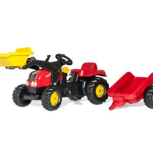 Rolly Toys 023127 Traktor Rolly Kid z łyżka i przyczepa Czerwony