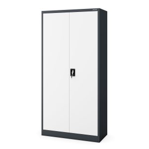 Szafa gospodarcza zamykana DAWID 900 x 1850 x 450 mm, antracytowo-biała
