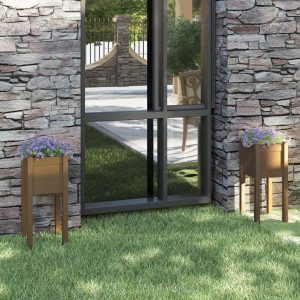 Donice ogrodowe 2 szt. miodowy brąz drewno sosnowe 31x31x70 cm