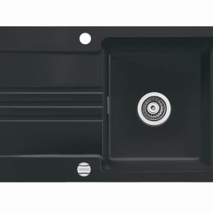 Systemceram Kara 85 Nigra, zlewozmywak ceramiczny, korek manualny