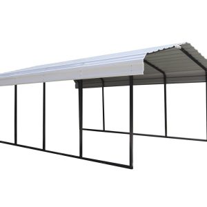 ShelterLogic Stalowy garaż z wiatą Neapol Czarny 602x370x260cm