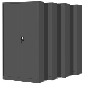 Zestaw 4x biurowa szafa metalowa na akta JAN, 900 x 1850 x 400 mm, antracytowa