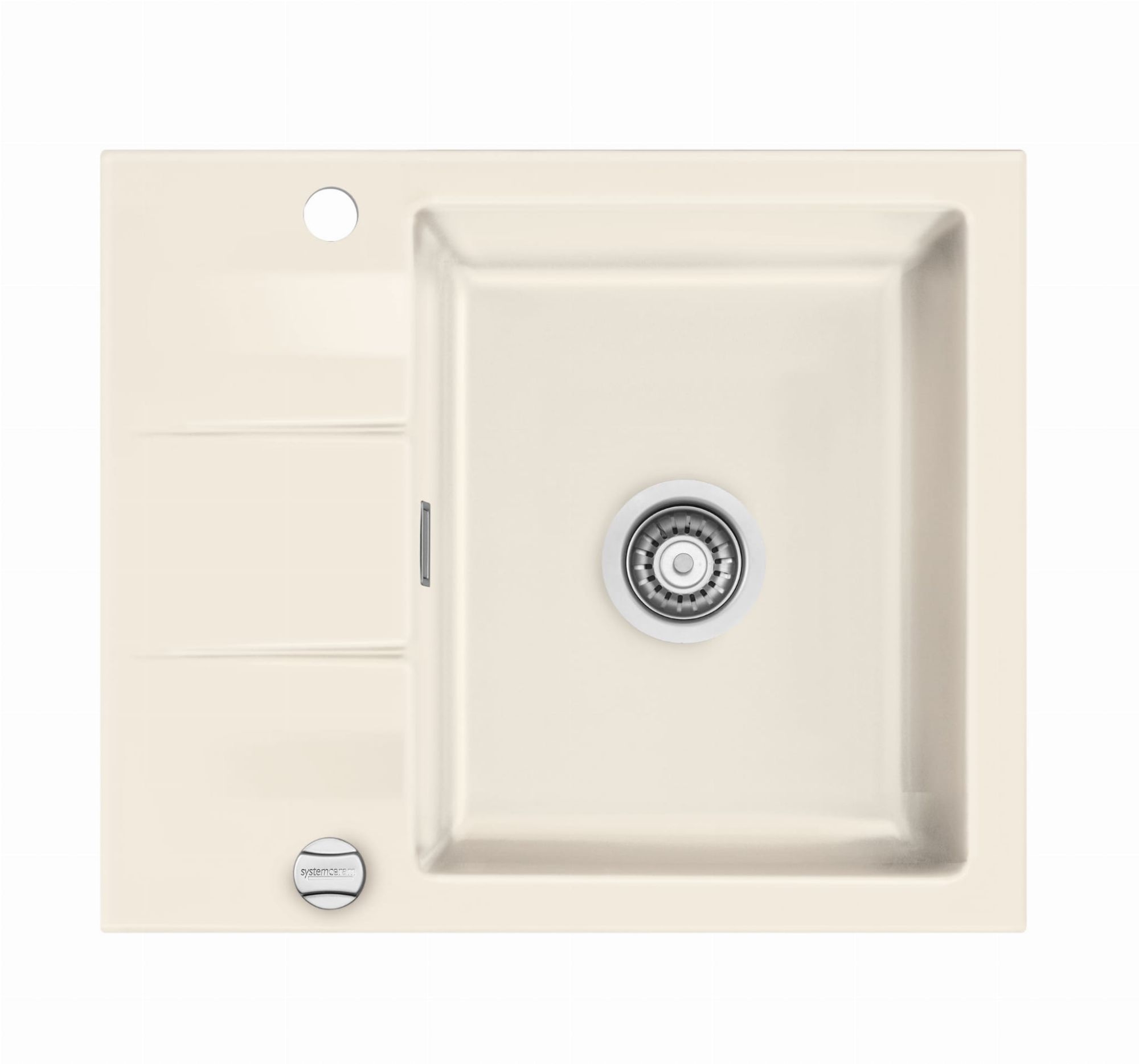 Systemceram Genea 60 Magnolia, zlewozmywak ceramiczny, korek manualny