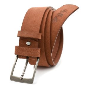BELTIMORE męski pasek skórzany pudełko zamszowy camel A78 : Kolory - brązowy, beżowy, Rozmiar pasków - r.115-130 cm