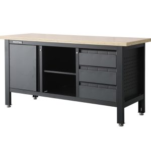 Feistos Wyposażenie warsztatu Stół warsztatowy Heros 1 łącznie z perforowaną ścianą Antracyt/Czarny 169x60x87cm