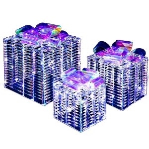 Dekoracja zestaw 3 opalizujących pudełek prezentowych