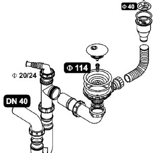 Alveus SYFON pojedynczy zatyczkowy, przelew full-volume, Intermezzo 30, 130, fi 114