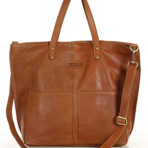 Torebka skórzana brązowa czekoladowa duża typu shopper - MARCO MAZZINI