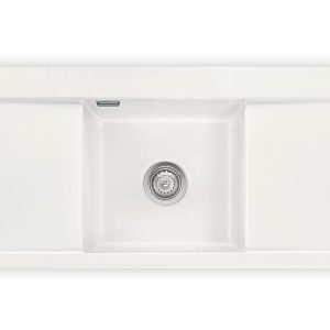 Systemceram Mera Middle Polar, zlew ceramiczny, korek manualny