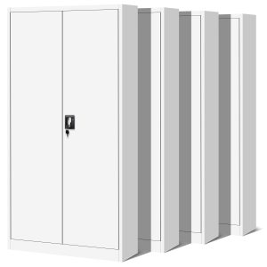 Zestaw 4x biurowa szafa metalowa na akta JAN H, 900 x 1950 x 400 mm, biała