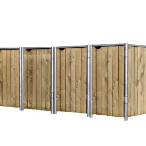 Hide Drewniana skrzynia na śmieci na 4 kosze na śmieci 240 litrów Natura 81x279x115cm