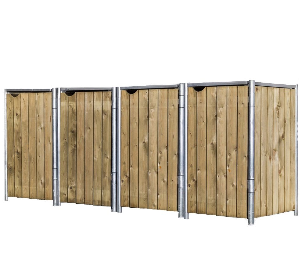 Hide Drewniana skrzynia na śmieci na 4 kosze na śmieci 240 litrów Natura 81x279x115cm