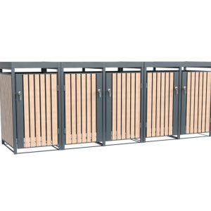 Westmann Metalowy kosz na śmieci Planta 5x240 Dł. Skrzynia na śmieci z dachem roślinnym 84x332x124 cm