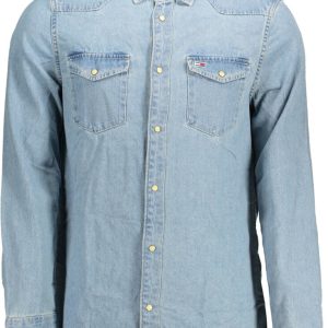 KOSZULA MĘSKA Z DŁUGIM RĘKAWEM TOMMY HILFIGER JASNO NIEBIESKA