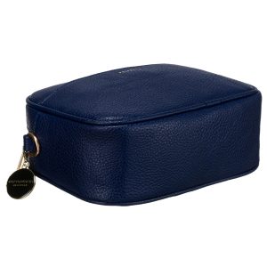 Miejska modna granatowa listonoszka damska z dwoma paskami w komplecie i brelokiem eko skóra Peterson