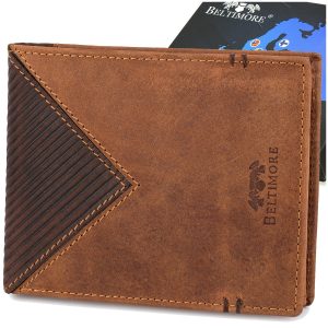 Portfel skórzany męski poziomy klasyczny brązowy RFiD Beltimore D37