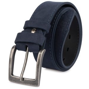 Pasek męski skórzany zamszowy skóra naturalna granatowy Beltimore W46 : Kolory - granatowy, Rozmiar pasków - r.85-100 cm