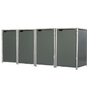 Hide Metalowy pojemnik na śmieci na 4 pojemniki na śmieci 240 litrów Szary 81x279x115cm