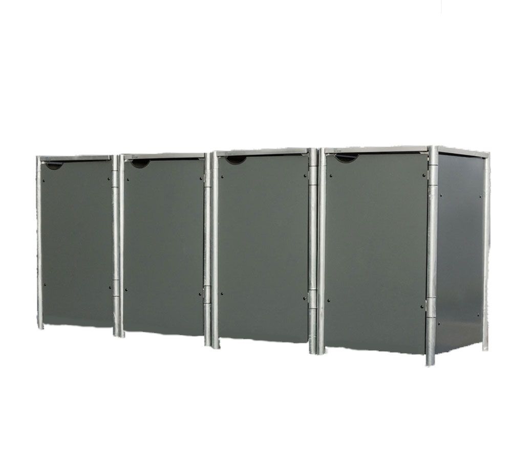 Hide Metalowy pojemnik na śmieci na 4 pojemniki na śmieci 240 litrów Szary 81x279x115cm
