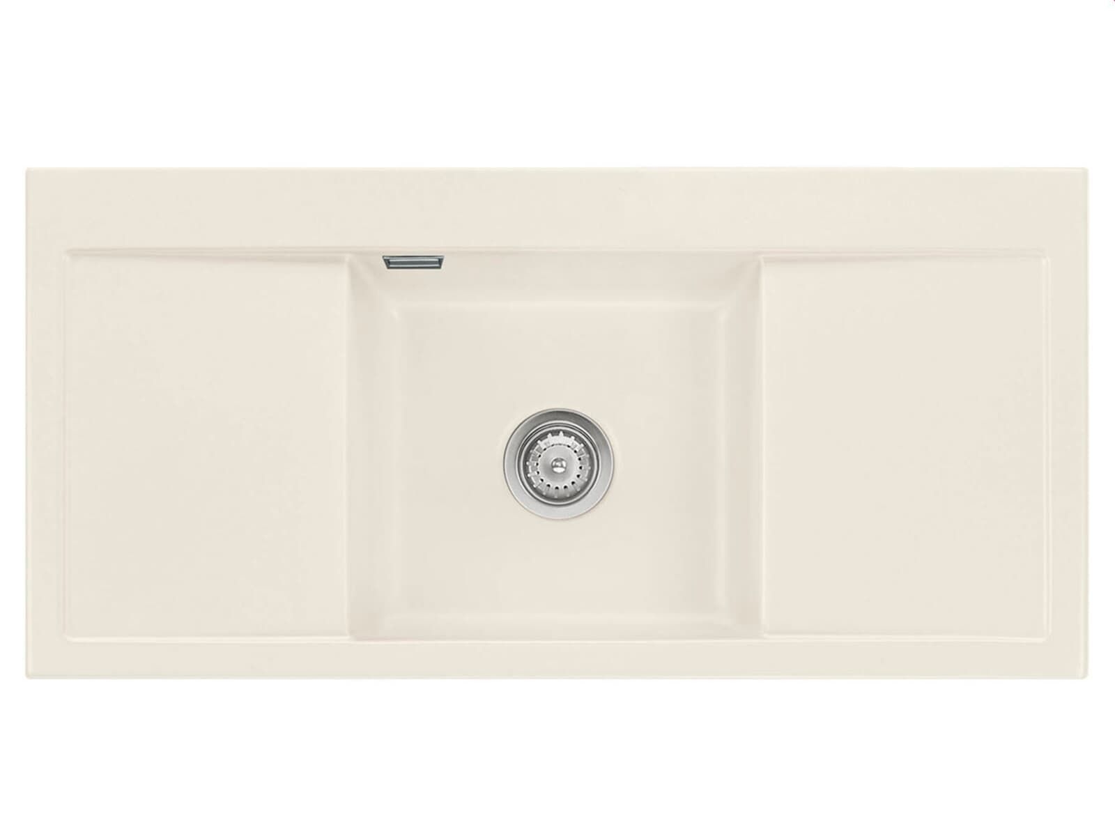 Systemceram Mera Middle Jasmin, zlew ceramiczny, korek manualny