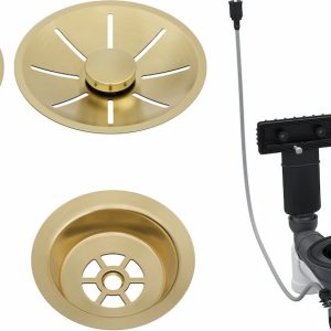 BLANCO Armatura odpływowo-przelewowa 2x3,5" z InFino, korkiem automat. i elementami stalowymi satin gold