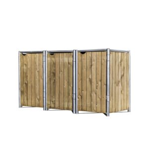 Hide Drewniana skrzynia na śmieci na 3 kosze na śmieci 240 litrów Natura 81x209x115cm