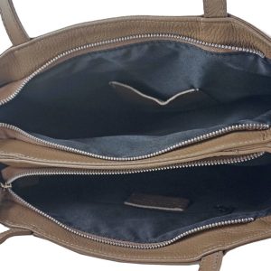 Torba skórzana A4 na ramię - Beżowa ciemna