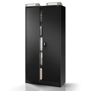 Biurowa szafa metalowa na akta JAN, 900 x 1850 x 400 mm, czarna