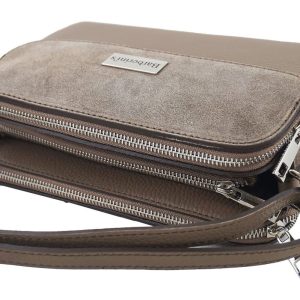Torebka skórzana crossbody zamszowa - Granatowa