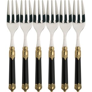 RINASCIMENTO GOLD BLACK zestaw 6 widelczyków do ciasta