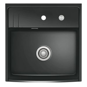 Systemceram Kentro 60 zlewozmywak ceramiczny, Nero, korek manualny