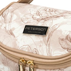 Pojemna kosmetyczka damska na podróż w beżowym kolorze - Peterson