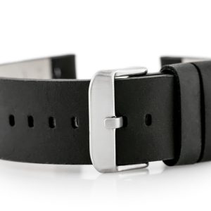Pasek skórzany do zegarka W39 - czarny/biały 24mm