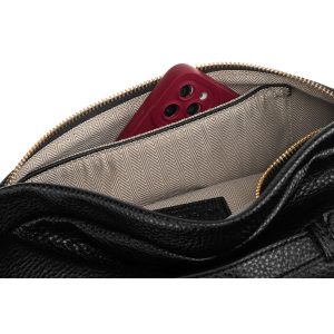 Klasyczna czarna saszetka damska nerka na biodra na ramię lub przez ramię crossbody eko skóra Peterson