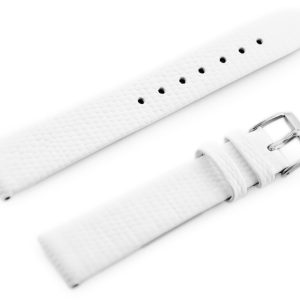 Pasek skórzany do zegarka W107 - biały/sr. 20mm