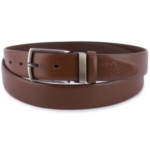 Pasek męski skórzany premium 3,5 cm casualowy brązowy skóra lico Beltimore brązowy E37 : Kolory - brązowy, beżowy, Rozmiar pasków - r.105-120 cm
