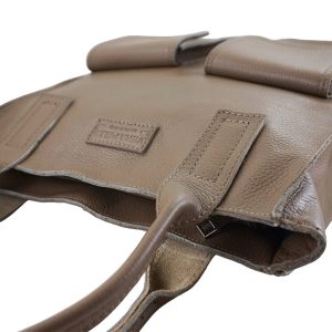 Torba shopper bag do pracy - Beżowa ciemna