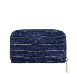 Damski portfel skórzany Canaletto – granatowy croco z RFID | Elegancja i bezpieczeństwo PD1445s285 RFID