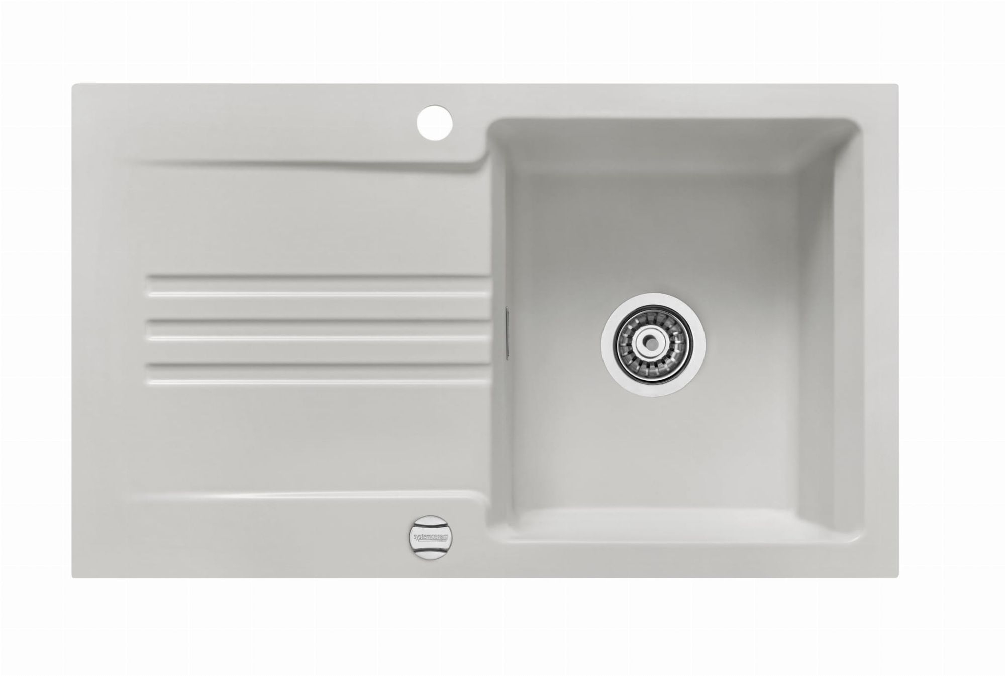 Systemceram Kara 85 Alu, zlewozmywak ceramiczny, korek manualny